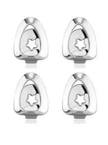 4pcs/2pcs/1PC Hallowmas Teeth Jewelry Hip Hop Simple And Fashionable 14K Gold Plating Hollowed-Out Teeth Copper Material Has A Smooth Surface Grillz Gold Grills For Teeth Grills For Teeth Women&Grills For Teeth Men Jewelry