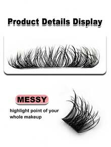 Rikuaild 80片水润光泽假睫毛，DIY睫毛嫁接，交叉式单根假睫毛，打造凌乱浓密戏剧效果的睫毛簇，单根假睫毛 - D - 查看 5