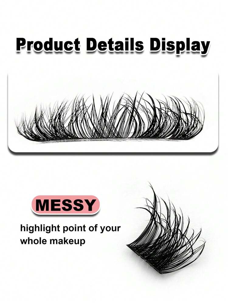 Rikuaild 80pcs Wet Look False Eyelashes, DIY Eyelash Extension, Criss-Cross Individual Fake Lashes, Create Messy Thick Dramatic Effect Lash Clusters, Individual False Eyelashes - D - View 3