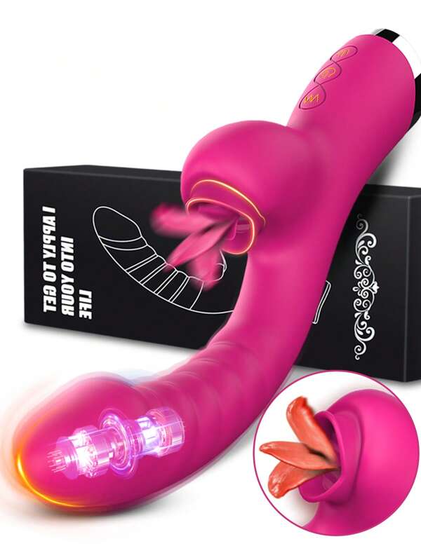 Vibrador para Lambida para Mulheres, Estimulador de Clitóris com Língua Lambedora, Brinquedos Sexuais Adultos, Vibrador Potente, Dildo Loja de Sexo, 20 Velocidades de Vibração, 2 em 1 Brinquedos para Adultos Femininos, 1 Peça Vibrador Recarregável de Silicone com Língua Vibrante, Brinquedos Sexuais de Prazer Adulto