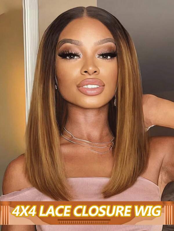 Bob Wig Human Hair 4*4 Straight Lace Closure Human Hair Wigs Transparent Lace Closure Wig Human Hair For Women 180% Density