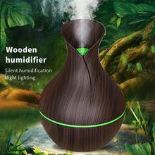 Acoustic Technology Vase Humidifier With 7-Color LED Night Light - Wood Grain And Starry Sky Roof Design, Silent Operation, Automatic Shutdown, USB Power Suitable For Home, Office, Bedroom Decoration, Made Of Plastic Material,Halloween Gifts - 淺色 - 查看 5