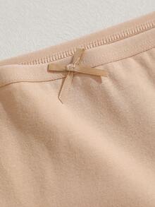 12 Pcs Cotton Solid Color Minimalist Brown Hip-Wrapped Bow Women's Briefs, Comfortable And Cute Underwear - 彩色 - 查看 5