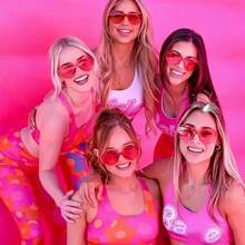 1/2/4/8 Pairs Heart Shaped Candy Color Frameless Funny Glasses, Essential For Party, Birthday, Beach, Bestie Gathering