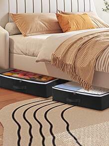 1 件可折叠床下储物袋，带透明窗口，大容量收纳容器，加固手柄，拉链开合，无纺布用于毯子、床上用品 - 有多种尺寸可供选择