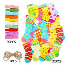 26/53pcs Children's Colorful Life Skills Matching Game - Mixed Color Educational Cognitive Toys, Paper Material, Suitable For Primary School And Kindergarten, Sock And Glove Pairing Game - Random Color Styles - Multicolor - View 16