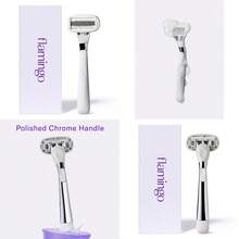 Flamingo Razors For Women 1 Women's Razor Handle Chrome 5 Blade Razor For Women With Aloe And Shea Butter Glide Strips - như hình ảnh - Xem 1