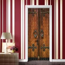 35.4" X 78.7" Vintage Wooden Door Sticker, Decorative Door Sticker, Removable Home Decor Wall Sticker, Waterproof Mural For Bedroom And Living Room Door, Peel And Stick Wallpaper, Wall Art - 彩色 - 查看 9