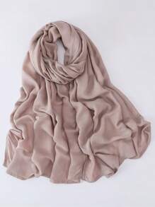 1pc Modal Viscose Solid Muslim Hijab, Fashion Breathable Plain Lightweight Headscarf, Double Needle Lockstitch Refined Edging Craftsmanship, Women Scarf For Lady, Suitable For All Seasons