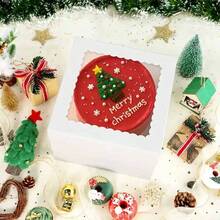 1/6 piezas Caja blanca para pasteles con ventana transparente, cierre seguro, múltiples tamaños (8x8x8, 10x10x8, 12x12x8 pulgadas), adecuada para cumpleaños, bodas, fiestas, decoraciones navideñas, estructura resistente, embalaje para hornear, organizadores de fiestas