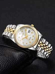 2 pezzi/set Di orologi al quarzo con quadrante di strass minimalista per coppie, orologi di stile classico, senza scatola inclusa