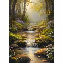 1 pieza Póster de arte de pared con opción de marco, póster de lienzo de pintura de setas botánicas de otoño, sendero de cascada del bosque de otoño de hadas de academia oscura para decoración del hogar en la sala de estar