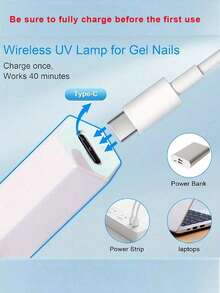 Movcle Nail Polish Curing Lamps Handheld UV/LED 180mAh Battery Pack Hybrid Light For Gel Nails, Mini Nail Lamp, Portable Cordless Rechargeable, Fast Curing - 白色 - 查看 3