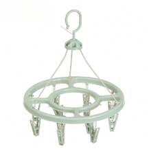 1 件圆形晾衣架，12 个夹子塑料 360 度防风悬挂内衣和袜子洗衣架，多功能衣物整理器，用于衣柜整理