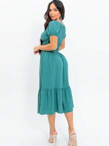 Vestido mídi ciganinha festa casual verão moda gringa evangélica escritório*** - Verde Menta - Visão 3