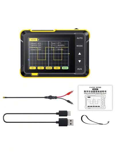 Osciloscópio digital portátil de 400 V, medição de vole, largura de banda de 200 KHz, taxa de amostragem de 2,5 MS/s, tela de 2,8 polegadas, instrumento osciloscópio multifuncional com função de atualização de firmware