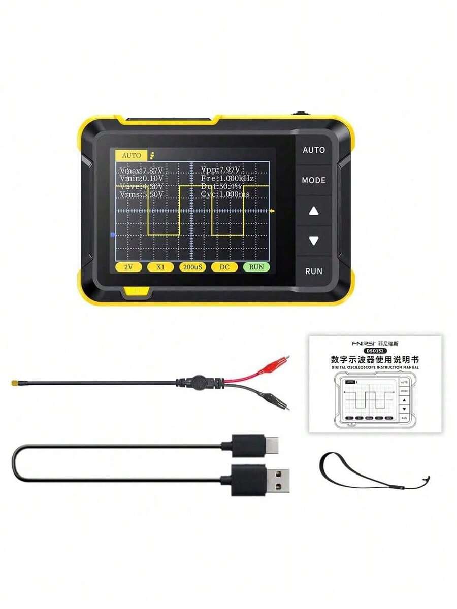 400V Handheld Digital Oscilloscope, Vole Measurement, 200KHz Bandwidth, 2.5MS/S Sampling Rate, 2.8-Inch Screen, Multifunctional Oscilloscope Instrument With Firmware Upgrade Function - Black - View 1