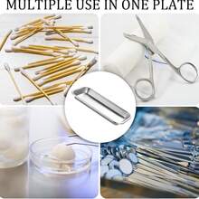 Bandeja de acero inoxidable para cirugía dental (paquete de 2), adecuada para laboratorios, salones de belleza, clínicas dentales, tiendas de tatuajes, cocinas, mesas de comedor, escuelas y otros lugares. - Plateado - Ver 10
