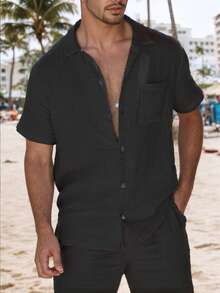 Men's Linen Retro Style Long Sleeve Casual Shirt, Fall