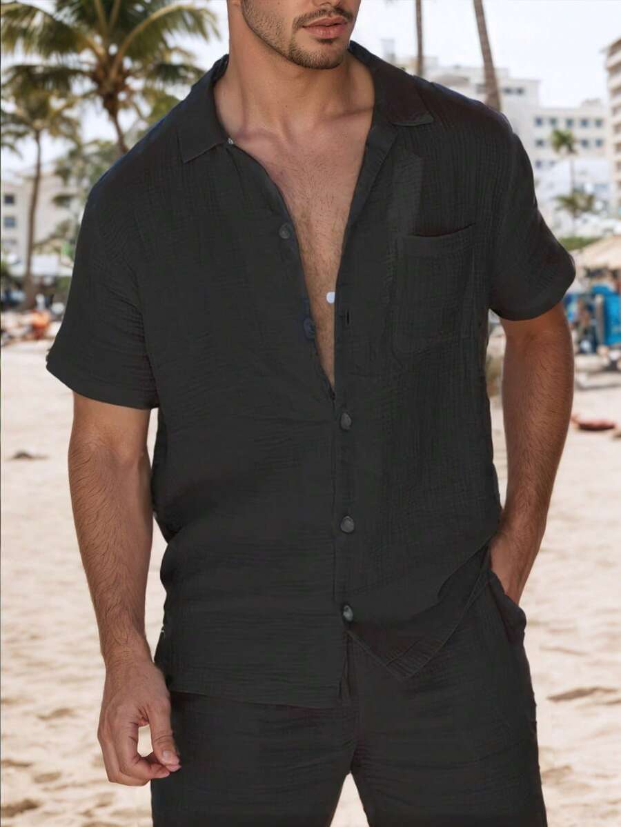 Men's Linen Retro Style Long Sleeve Casual Shirt, Fall