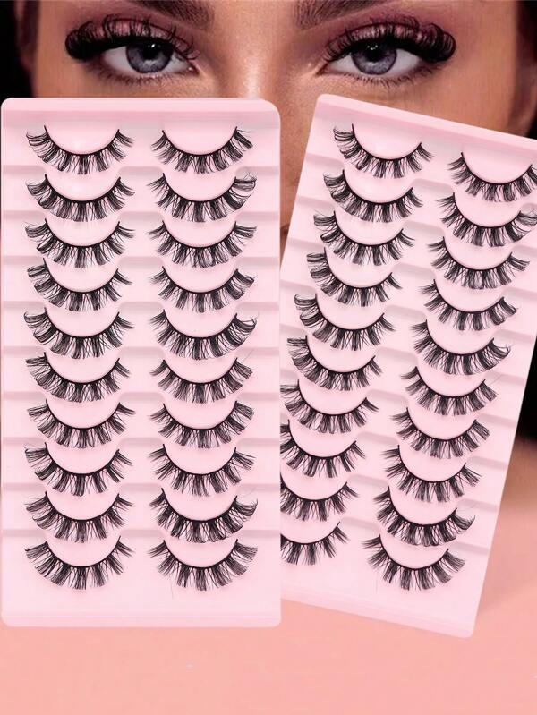 LIMEIKAI 10/20 Pairs DD Curl Stripe False Lashes - DD Curl Faux Mink Lashes, Create Long-Lasting And Natural Lashes