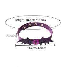 1 件仿皮恶魔之眼和翅膀颈链，深色甜美哥特式红眼蝙蝠领颈饰，可调节个性化项链，适合派对装饰万圣节