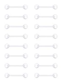 TOKRING 8 Pairs/Set Casual 14G Transparent Bioflex Flexible Acrylic Straight Bar Tongue Rings/Nipple Rings/Piercing Retainers 12mm 14mm 16mm 19mm, Transparent Plastic Tongue Rings/Industrial Earrings/Pregnancy Belly Button Rings Bioflex Flexible Acrylic Straight Bar Piercing Jewelry Retainers, Suitable For Work And Sports - Straight Tongue Ring - View 14