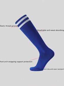 1 Pair Unisex Striped Over-The-Knee Football Socks, Breathable Anti-Slip Sports Socks For Teenagers, Moisture-Wicking, Comfortable, Quick-Drying, Elastic Fit, Suitable For Outdoor Activities, Cycling, Hiking, Running And Active Play For Boys And Girls 9+ Years Old, All Seasons