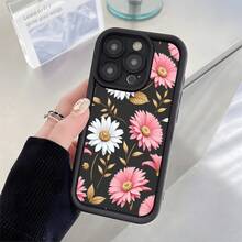 Funda para teléfono 1PC Patrón de flores elegantes, nueva funda para teléfono con escalera de ojos adecuada 11/12/13/14/15/16 Pro Plus/X /XS/XSMAX, silicona, anticaída - Negro - Ver 1