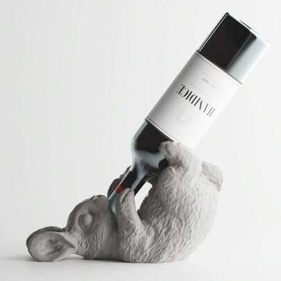 ORIZZONTE Decoratieve flessenhouder in de vorm van een konijn in grappige stijl - wijnhouder, ironisch ontwerp voor keuken, tafel, bar of origineel cadeau voor wijnliefhebbers, 27 * 11,9 * 16,3 cm, 100% gemaakt in Italië