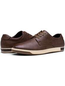 SHOESMALL Men's Casual Shoes Fashion Business Sneakers Casual Simple Retro Brown Leisure Shoes - A81Q01-darkbrown - 查看 5