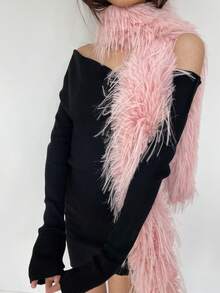 1 chiếc khăn quàng cổ dài mềm mại thanh lịch dành cho nữ, ấm áp và thời trang, khăn quàng cổ trang trí cho mùa thu/đông để mặc - khăn quàng sang trọng - Xem 3