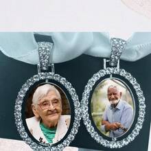 Customized Double-Sided Bride Wedding Bouquet Ornament, Personalized Bridal Bouquet Charm, Wedding Gift - Multicolor - View 6