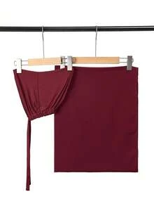 2pcs Women's Scarf & Cap Set, Versatile Hijab Hat Combo, Suitable For & Abaya Matching, Elastic Base Cap & Chiffon Scarf, Casual Outfit Accessories Women