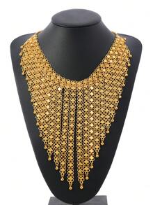 Trending European & American Cross-Border Fashion Floral Tassel Necklace, Suitable For Weddings And Holidays - Gold - View 6