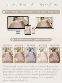 1 peça de tapetes rosa, estilo boêmio, tapete de corredor, 850g/m², 0,5cm de espessura, antiderrapante, lavável e lavável à máquina, decoração de casa, sala de estar, cozinha, corredor, quarto, sala de jantar, escritório, todas as estações