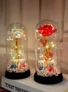 圣诞节情人节礼物钻石熊玫瑰塑封送老婆送妈妈母亲节毕业季礼物永生花礼物生日周年礼物家居装饰摆件