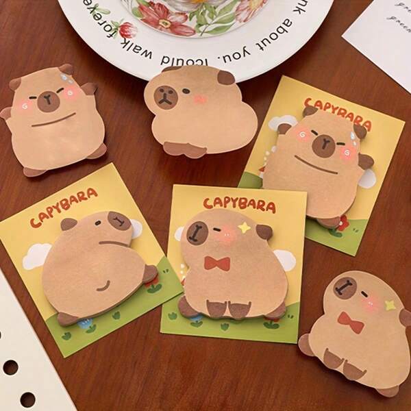 4 Packs Of 120 Pcs Cute Capybara Shape Sticky Notes - Colorful, Fun And Removable Rectangular Memo Pads, Suitable For School, Office And Home Reminders, With Easy Tear Design