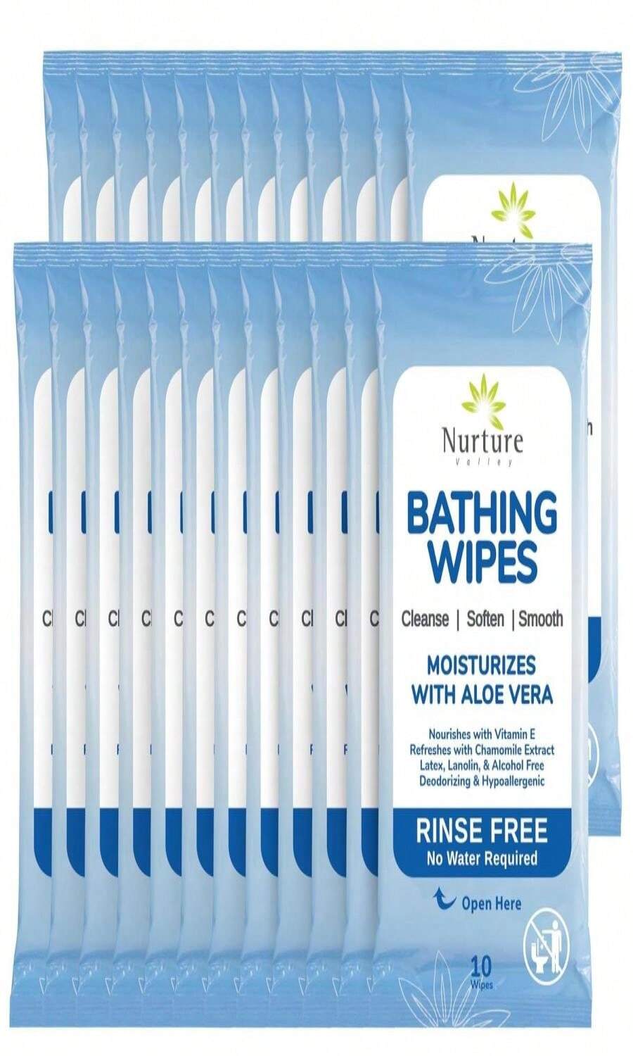 Nurture XL Rinse Free Bathing Wipes For Adults W_Aloe | Waterless Cleansing For Sensitive Skin | Disposable Adult Body Bath Wet Wipe For Disabled Bedridden | 48 Wipes - 192 Count (Pack Of 1) - View 1
