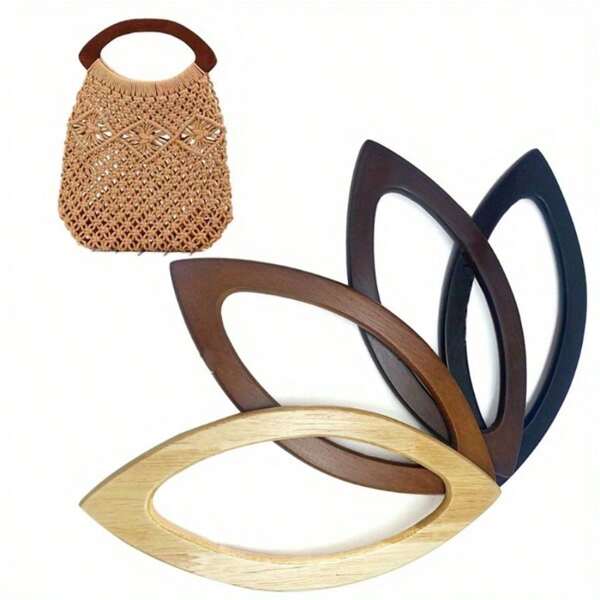 1 pieza Accesorio de asa de bolso de madera para costura, ganchillo, bolsos de punto hechos a mano, recambio de correa de asa
