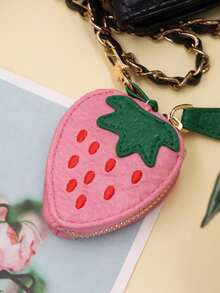 Simple And Fresh Fruit Shape Keychain Coin Purse Mini Fruit Series Strawberry Pendant Bag - Multicolor - View 2