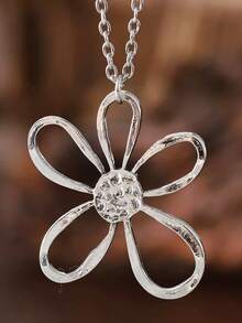 复古优雅花朵吊坠项链和耳环波西米亚首饰套装，时尚镂空大号花卉向日葵设计，无电镀，非马赛克非尺寸日常和送礼多功能配饰套装，适合女士 - 彩色 - 查看 2