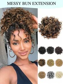 Large Curly Messy Bun Hair Piece Elastic Drawstring Ponytail Loose Wavy Short Ponytail Extension Synthetic Hair Tousled Fake Hair Bun For Women Daily Use