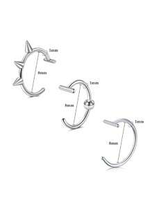 4 أزواج من خواتم الشفاه الزائفة من الفولاذ المقاوم للصدأ للنساء والرجال، خواتم أسنان المصاص، خواتم شفاه قابلة للتعديل بدون ثقب، أقراط أذن بدون ثقب، مجوهرات خاتم الأنف الزائف