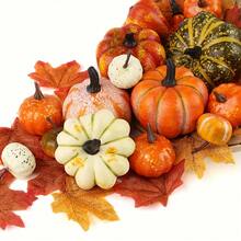 44Pcs-Artificial Pumpkins Fake Pumpkins, Autumn Harvest Faux Pumpkin Set For Home Decor, Fall Pumpkins Decor Set, Mini Artificial Gourd Maple Leaves Acorns Decorations For Home, Wedding, Fall Centerpieces Decor Fall Decor Halloween Autumn Decor Halloween Decor Room Decor Christmas Decorations Home Christmas Gifts Christmas Decor