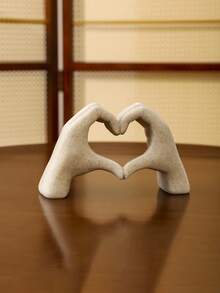 1 件心形手势装饰，手指雕像现代艺术雕塑个性化家居装饰，创意婚礼桌面装饰，情人节和新年礼物 - 米色 - 查看 4