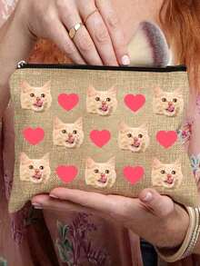 1个定制猫咪照片化妆包，可爱猫咪主题礼物，小型宠物爱好者旅行化妆包，拉链收纳袋，适合青少年、女儿、姐妹，趣味宠物用品生日圣诞节化妆品收纳包，迷你化妆包，旅行小型化妆盒，化妆刷收纳盒，化妆品容器，化妆包，旅行必备，女士配饰，旅行用品，学生化妆包，节日化妆包，冬季节日化妆包 - 彩色 - 查看 8