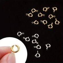10pcs Spring Snap Hook Carabiner Stainless Steel Jewelry Connector, For DIY Handmade Bracelet, Necklace And Accessory Making