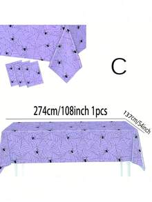 1 buah Taplak Meja Jaring Laba-laba Halloween, Ukuran Besar 108x54 Inci, Bahan Plastik Tebal, Tahan Air dan Tahan Noda, Cocok untuk Dekorasi Pesta Halloween, Dekorasi Meja Makan Halloween untuk Penggunaan di Rumah dan Dapur - MultiWarna - View 6