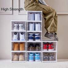 6-Layer Transparent Shoes Box Thickened Foldable Sneaker Shoe Organizers Stackable Dustproof High-Top Cabinet Shoe Rack Shelf - trắng - Xem 8